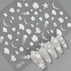 Redanco nuevos pegatinas para uñas con relieve 5D de medusa, estrella de mar, concha, luz, pegatinas adhesivas estéreo para uñas Dr-1012
