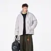 Chaqueta de Algodón para Hombre Estilo Americano de Invierno con Cuello Alto Diseño Versátil de Moda Estilo Pareja Cálida Moda Color Sólido Tallas Grandes Ropa de Abrigo