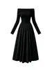 Vestido de punto largo de un hombro estilo francés hecho a medida para principios de otoño, que ofrece un look lujoso y sofisticado con cintura entallada y efecto adelgazante