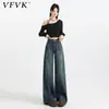 Jeans Ajustados de Pierna Ancha para Mujer 2025 Tendencia Nuevo Retro Americano Adelgazantes para Figura de Pera Pantalones Rectos Sueltos
