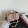 Bolso Caja Tejido Transfronterizo Bolso de Mujer Rayas de Cierre Bolsos Cuadrado Pequeño Simple Bolso de Hombro Cruzado de Moda