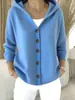 Cardigan Suéter com Capuz e Botões Estampado Floral Retrô Transfronteiriço Europeu e Americano Feminino Solto Casual Manga Longa Peça de Roupa Externa