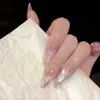 Blush Degradê Amêndoa Longo Unhas Usáveis de Fada Aurora de Luxo Leve Item Popular do Xiaohongshu Adesivos de Arte para Unhas de Celulose