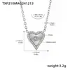 Set de Joyería de Acero Inoxidable Chapado en Oro Real de 18K, Collar y Pulsera con Corazón de Doble Capa, Corazón de Melocotón, Estilo Ins, Completamente Incrustado con Circonita Diamante