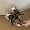 Sapatos Mary Jane femininos da moda com design de poá estilo francês, novos sapatos rasos de mola e outono 2026, versáteis, de salto baixo
