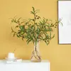 Adereços de Simulação Ramo de Oliveira 4 Garfos Folha de Oliveira Flor Artificial Decoração de Piso para Casa Decoração Estilo Europeu Folhas de Planta de Simulação