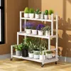 Estante para Flores Sala de Estar Estante para Flores de Pie Móvil de Hierro Estante de Almacenamiento Interior Multicapa Hogar Balcón Estante para Flores Escalonado