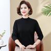 Ropa de otoño e invierno para madres, camisa de punto negra, suéter interior fino de cuello alto para mujeres de mediana edad y mayores, ropa exterior