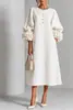 Nuevo vestido cruzado europeo y americano de Amazon 2026 para mujer, estilo francés, con mangas de linterna floral tridimensional, moderno y elegante