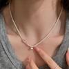 Collar Único de Perlas Cepilladas de Diseñador para Mujer, Cadena para Suéter de Bolas Doradas y Plateadas Anudada, Versátil, Lujo Ligero, Sensación de Alta Gama