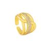 Anel de Linha Irregular com Banda Larga Cravejado de Diamantes, Novo Estilo para Mulheres, Anel de Ouro com Areia Vietnamita de Luxo Leve, Joia Elegante e Duradoura