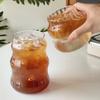 Taza de Paja Rayada de Vidrio de Alto Borosilicato Estilo Ins de Alto Valor Taza para Café Leche Vidrio Resistente al Calor Taza para Bebidas Frías Taza Individual