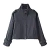 Moda europea y americana transfronteriza para mujer AliExpress superventas chaqueta corta informal suelta con cuello mao
