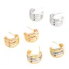 Pendientes Minimalistas Europeos y Americanos Transfronterizos de Superficie Lisa de Alta Gama con Diseño de Textura Única en Forma de C para Mujer