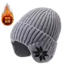 Gorro de Invierno Tejido para Hombre, Forrado de Felpa y Engrosado, Cálido para Ciclismo de Invierno, Gorro de Lana para Proteger los Oídos al Aire Libre