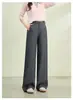 Calça Feminina de Cintura Alta, Perna Larga Estreita, Estilo Primavera 2026, Feita de Lã Merino e Liocel, com Efeito de Caimento, Adequada para o Trabalho, Modelagem Solta, Calça Feminina Zhengzhou para Outono