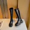 Nuevas Botas de Caballero Elegantes Estilo Coreano de Moda para Mujer Otoño/Invierno 2026, Botas de Caña Alta, Botas con Suela Gruesa que Aumentan la Altura para Mujeres Bajitas