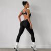 Mono Popular Transfronterizo sin Costuras Traseras para Mujer sin Mangas Ajustado que Realza los Glúteos de Secado Rápido con Acanalado Ropa de Yoga