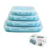 Fabricante em estoque caixa de almoço de silicone dobrável portátil recipiente para alimentos frescos caixa de armazenamento para geladeira conjunto caixa bento caixa de piquenique