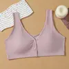 Colete de Botão Frontal para Meia-Idade e Idosos com Ombros Largos Plus Size Sutiã com Bojo de Algodão Embutido Fixo Respirável Absorvente de Suor Sem Aro