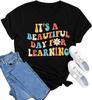 Camiseta de algodón puro de Amazon para mujer, estilo europeo y americano, ideal como regalo para profesores, con cuello redondo y manga corta, disponible en verano.