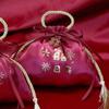 Bolsa de dulces para regalo de boda en stock al por mayor estilo chino boda borla LOGO imprimible Bolsa de Dulces de Terciopelo