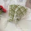 Nuevo estilo de primavera: pañuelo para el pelo con seda, hiyab de punta fina, encaje francés, estilo pastoral vintage, bonito pañuelo triangular.