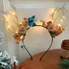 Acessório de Cabeça de Natal Faixa com Galhos Luminosos Adultos Crianças Fantasia Acessórios de Cabelo Presente de Feriado Cartão de Cabelo Foto de Equipe