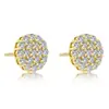 Aretes Redondos de Oro Real Chapado en Cobre Incrustados con Circonita Luz Deslumbrante Moda de Lujo Accesorios para Pendientes de Mujer Viajeros Venta Directa al Por Mayor