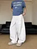Jeans branco retro americano de cintura alta com perna curva para homens, nova coleção primavera/outono, design high-street, corte solto, efeito emagrecedor, calça wide leg