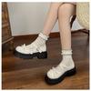 Zapatos Mary Jane de Tacón Grueso Estilo Universitario 2025 Primavera Nuevo Suela Gruesa Lazo JK Doble Botonadura Boca Baja Zapatos de Cuero