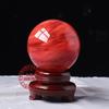 Ornamentos de Esfera de Cristal Vermelho Fundido por Atacado do Fabricante, Pedra Bruta Polida Vermelha Decorações para Casa, Escritório, Sala de Estudo, Itens Mais Vendidos