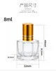 Novo frasco hexagonal roll-on de 8ml, frasco de vidro transparente para óleos essenciais, frasco dispensador de essência e perfume, frasco roll-on de perfume