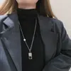 Nova Corrente de Suéter Hip-hop de Camada Dupla Gravata Titânio Aço Colar Feminino Estilo Frio Europeu e Americano Corrente de Clavícula Moda Simples Joia