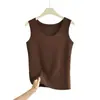 Novo Colete Térmico Feminino Outono/Inverno 2026, Forrado com Fleece e Espessado, Top Confortável de Cor Sólida para Camadas