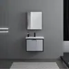 Gabinete de Baño Montado en Pared Aleación de Aluminio Cerámica Cuenca Integrada Cajón Puerta Abierta Espejo Simple Gabinete Lavabo Montado en Pared Almacenamiento