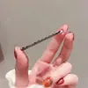 Grampo de Cabelo Feminino Exquisito Preto Clipe de Um Caractere Sentido Avançado Strass Clipe Lateral Adorno de Cabeça Elegante Clipe para Franja de Cabelo Quebrado Par de Clipes