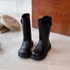 Estilo Coreano Meninas Retrô Splicing Botas Infantis 2025 Outono e Inverno Novo Estilo Meninas Bebê Botas Curtas Botas de Meninos Mulheres