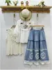 Falda de Mezclilla Desgastada con Ribete de Encaje, Estilo Artístico, Cintura Elástica, Falda Versátil y Elegante de Corte A para Mujer