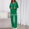 Nuevo Conjunto de Dos Piezas para Mujer Otoño Traje Deportivo Sudadera con Capucha de Cuello V Oversize Pantalones de Pierna Ancha Conjunto Casual para Viajes y Deporte