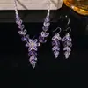 Set Transfronterizo Joyería de Circonita Microincrustada Europea y Americana Cadena para Clavícula Morada Clara Estilo Ins para Uso Diario para Mujeres