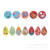 Accesorios DIY Aleación Pintura Colorida Patrón Artístico Flor Mariposa Gotas de Agua Redondo Pendientes Accesorios Colgantes