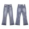 Ga Venta al por Mayor Comercio Exterior Transfronterizo Marca de Moda Jeans de Mezclilla Acampanados Lavados Desgastados Patchwork Unisex