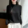 Suéter de malha de gola alta meia-altura camada única transfronteiriço, top base outono e inverno novo, versátil, cor sólida, roupa íntima, suéter, vestuário feminino
