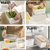 Cesta de drenaje de doble capa y caja de conservación de alimentos, contenedor de almacenamiento de cocina de gran capacidad para uso doméstico, caja selladora para refrigerador y congelador, cesta de drenaje y caja de conservación de alimentos
