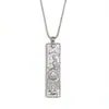 Temperamento europeo y americano retro geométrico explosivo personalidad colgante acero inoxidable chapado en oro de 18 quilates cuadrado marca doce constelación collar mujeres