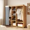 Guarda-Roupa Casual de Madeira Maciça Doméstico Grande Capacidade Economizador de Espaço Armazenamento de Quarto Gadget Prático
