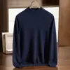 Nuevo suéter de cachemira para hombre de otoño e invierno, cuello semi-alto, color liso, suéter de punto base de lana casual de negocios