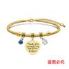 Pulsera Europea y Americana Transfronteriza Acero Inoxidable Pulsera Hueso de Serpiente Conmemorativa del Día del Maestro Vacaciones Diamante Azul Grabado Pulsera de Acero de Titanio