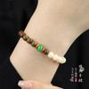 Pulseira de rosário de sândalo verde natural, estilo fino de luxo leve artístico, combinando pedra Shoushan, boa sorte, círculo único, pulseira Wenwan feminina